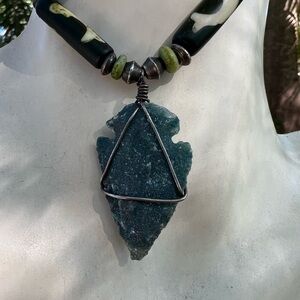 Sexy Vintage Slate Arrowhead Stone Necklace